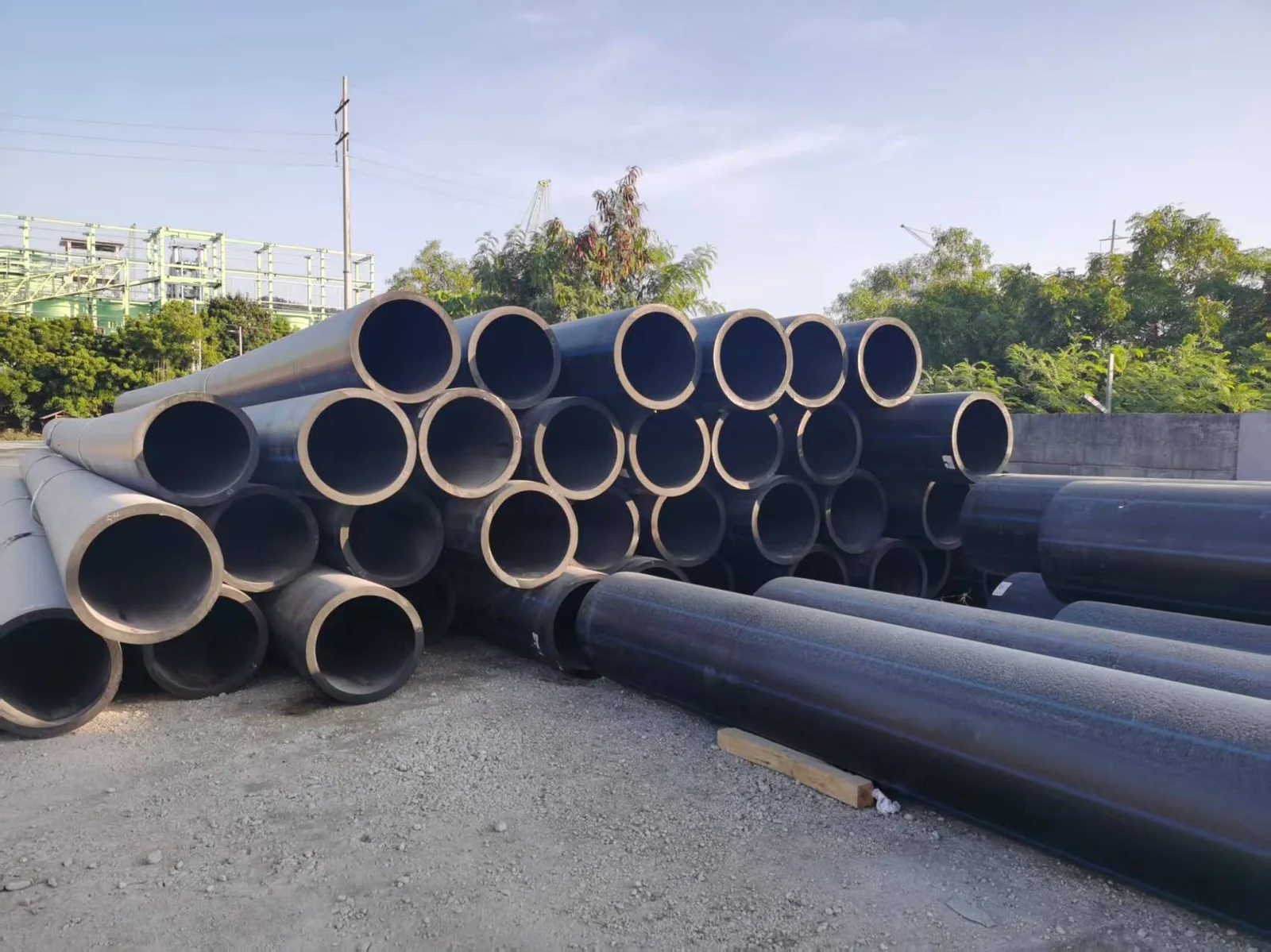 PE pipe stockyard prepared for export project procurement