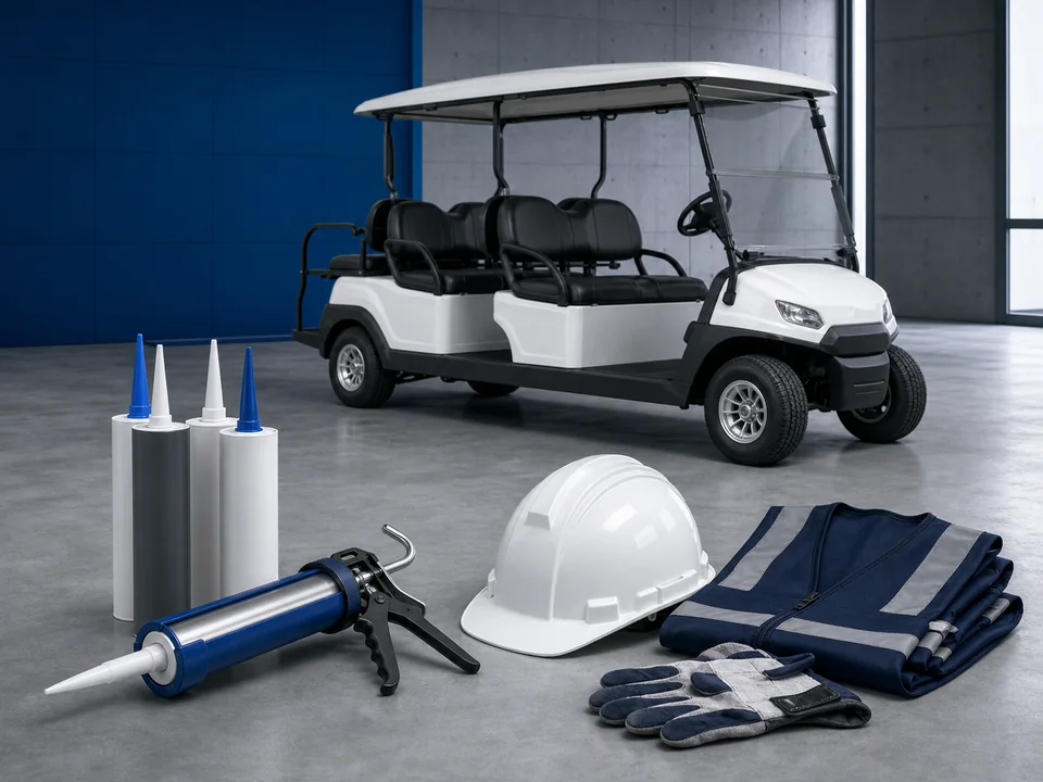 Industrial adhesives safety PPE and electric golf cart products