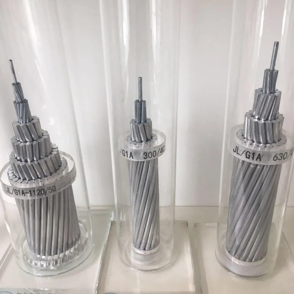 ACSR conductor samples showing aluminum strands and steel reinforcement