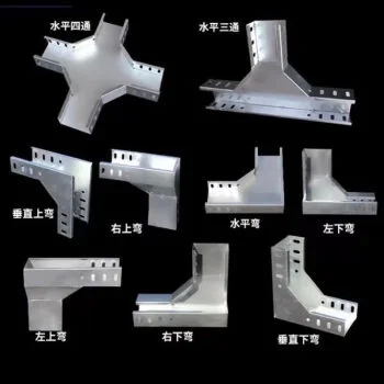 Cable tray fittings including crosses, tees and horizontal and vertical bends